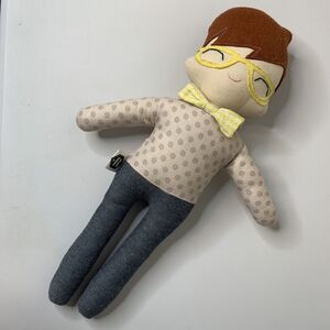Riley Construction Etsy Doll Plush Polka Dot Shirt Glasses Bow Tie Yellow